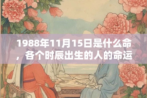1988年11月15日是什么命，各个时辰出生的人的命运