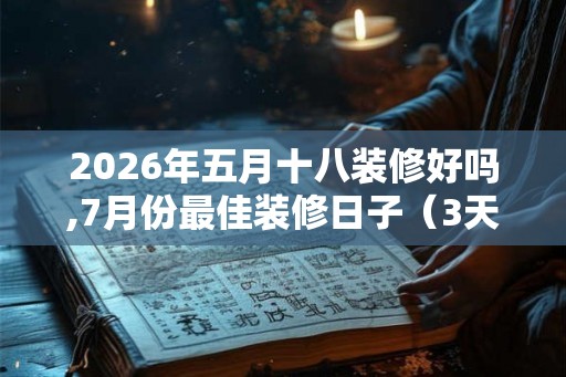 2026年五月十八装修好吗,7月份最佳装修日子(3天吉日) 2026年五月十八装修好吗,7月份最佳装修日子(3天吉日)