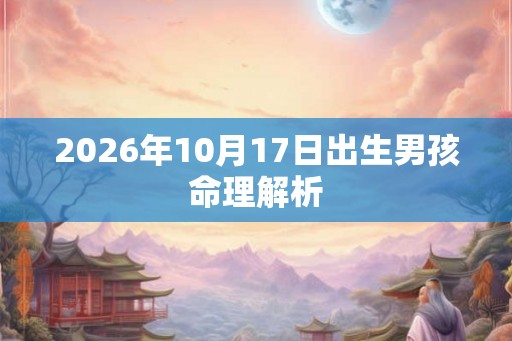 2026年10月17日出生男孩命理解析