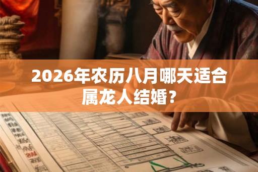 2026年农历八月哪天适合属龙人结婚？
