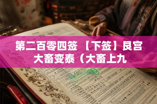第二百零四签 【下签】艮宫 大畜变泰（大畜上九