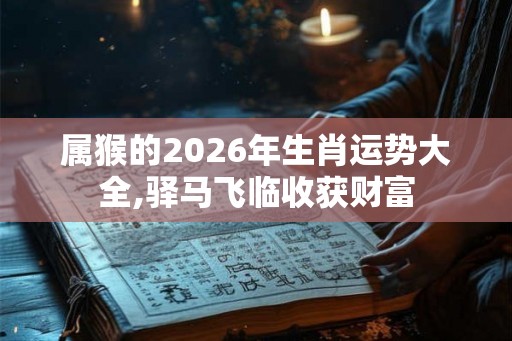 属猴的2026年生肖运势大全,驿马飞临收获财富 属猴的2026年生肖运势大全,驿马飞临收获财富