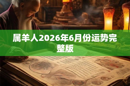 属羊人2026年6月份运势完整版