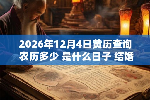 2026年12月4日黄历查询 农历多少 是什么日子 结婚吉时