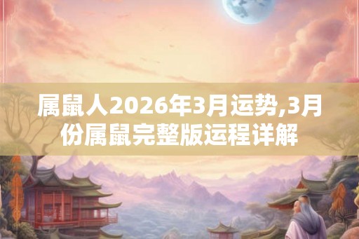 属鼠人2026年3月运势,3月份属鼠完整版运程详解