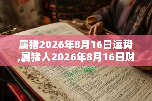 属猪2026年8月16日运势,属猪人2026年8月16日财运,生肖猪2026年8月16日运势