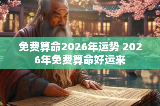 免费算命2026年运势 2026年免费算命好运来