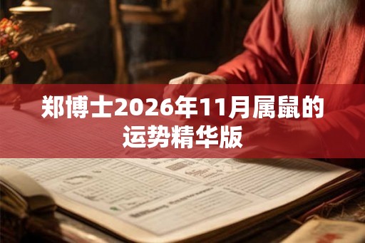 郑博士2026年11月属鼠的运势精华版
