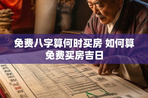 免费八字算何时买房 如何算免费买房吉日