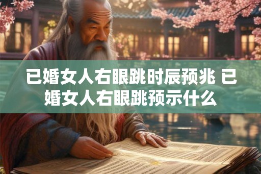 已婚女人右眼跳时辰预兆 已婚女人右眼跳预示什么 已婚女人右眼跳时辰预兆 已婚女人右眼跳预示什么