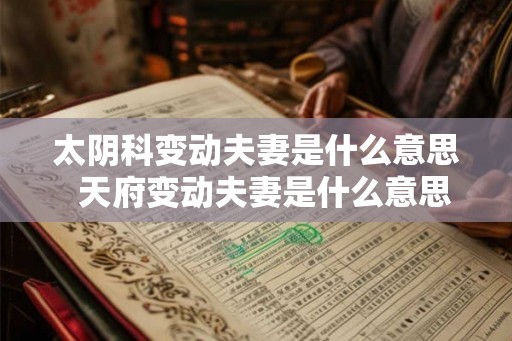 太阴科变动夫妻是什么意思  天府变动夫妻是什么意思