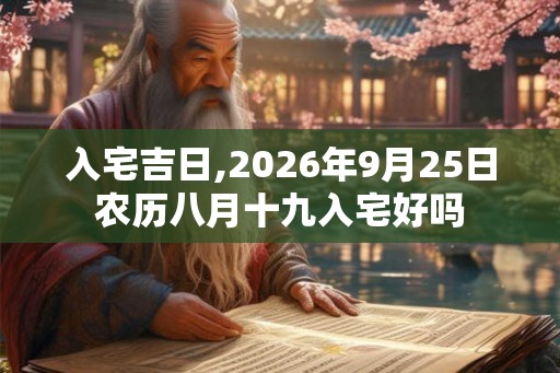 入宅吉日,2026年9月25日农历八月十九入宅好吗