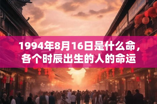 1994年8月16日是什么命，各个时辰出生的人的命运