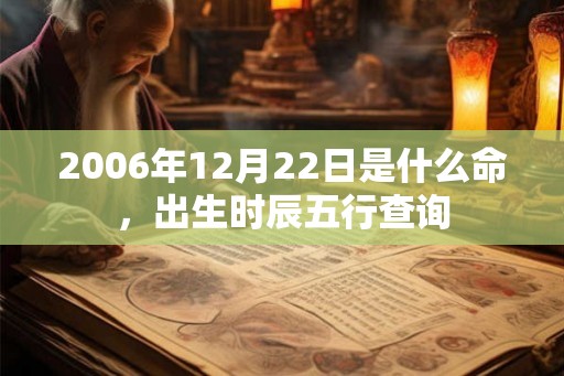 2006年12月22日是什么命,出生时辰五行查询 2006年12月22日是什么命,出生时辰五行查询
