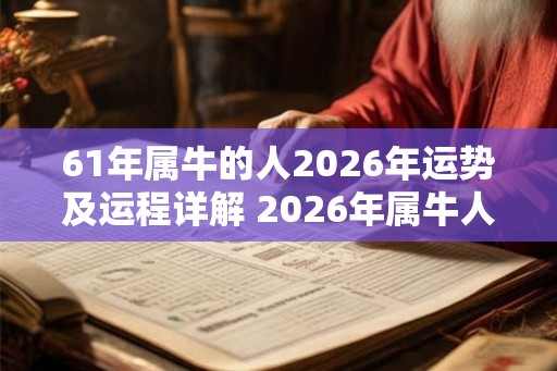 61年属牛的人2026年运势及运程详解 2026年属牛人的运势如何