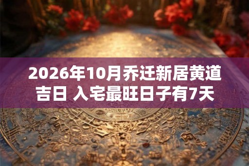 2026年10月乔迁新居黄道吉日 入宅最旺日子有7天