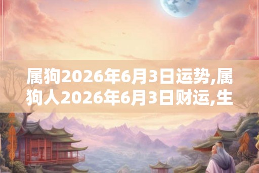 属狗2026年6月3日运势,属狗人2026年6月3日财运,生肖狗2026年6月3日运势