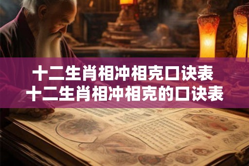 十二生肖相冲相克口诀表 十二生肖相冲相克的口诀表是什么