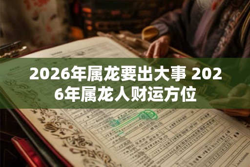 2026年属龙要出大事 2026年属龙人财运方位