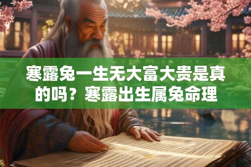 寒露兔一生无大富大贵是真的吗？寒露出生属兔命理