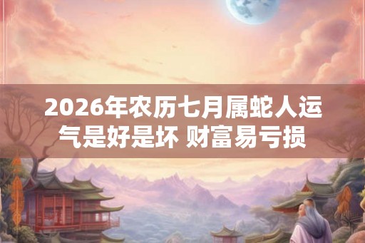 2026年农历七月属蛇人运气是好是坏 财富易亏损