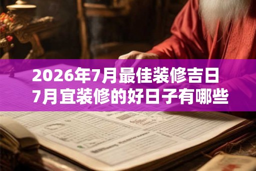 2026年7月最佳装修吉日  7月宜装修的好日子有哪些