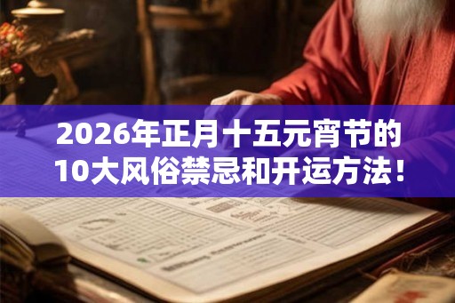 2026年正月十五元宵节的10大风俗禁忌和开运方法！