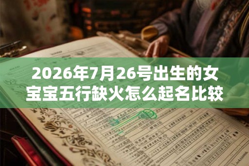 2026年7月26号出生的女宝宝五行缺火怎么起名比较好