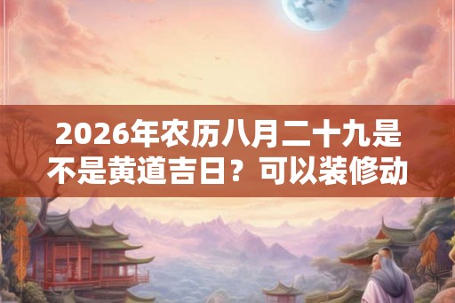 2026年农历八月二十九是不是黄道吉日？可以装修动土吗？