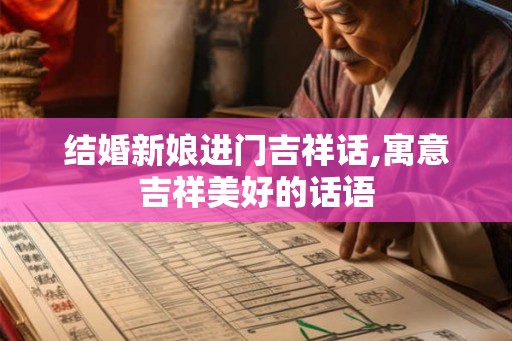 结婚新娘进门吉祥话,寓意吉祥美好的话语 结婚新娘进门吉祥话,寓意吉祥美好的话语