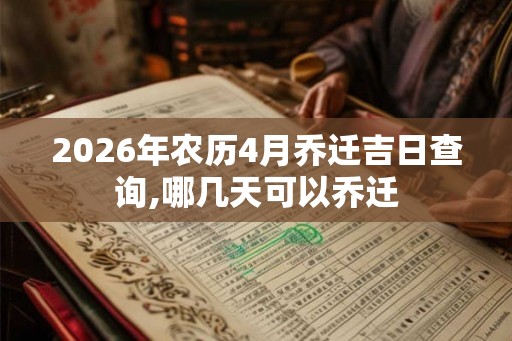 2026年农历4月乔迁吉日查询,哪几天可以乔迁