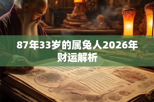 87年33岁的属兔人2026年财运解析