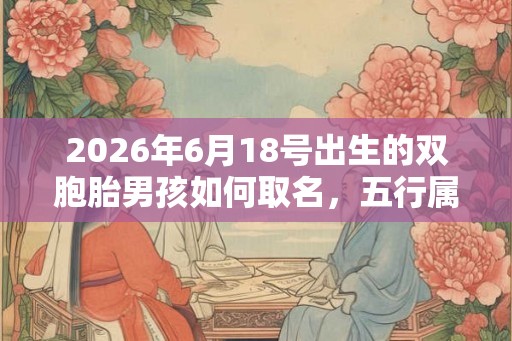2026年6月18号出生的双胞胎男孩如何取名，五行属什么