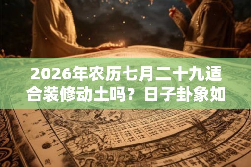 2026年农历七月二十九适合装修动土吗?日子卦象如何? 2026年农历七月二十九适合装修动土吗?日子卦象如何?