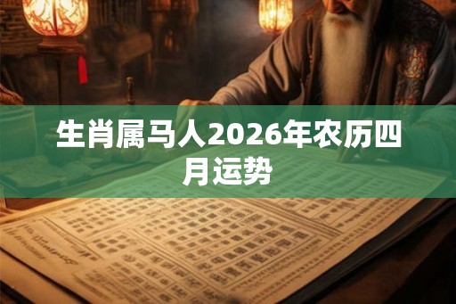 生肖属马人2026年农历四月运势