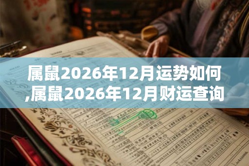 属鼠2026年12月运势如何,属鼠2026年12月财运查询