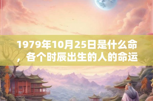1979年10月25日是什么命，各个时辰出生的人的命运