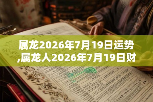 属龙2026年7月19日运势,属龙人2026年7月19日财运,生肖龙2026年7月19日运势