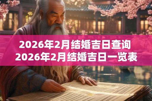 2026年2月结婚吉日查询 2026年2月结婚吉日一览表