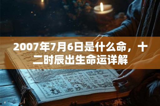 2007年7月6日是什么命，十二时辰出生命运详解