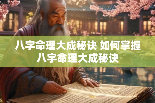 八字命理大成秘诀 如何掌握八字命理大成秘诀