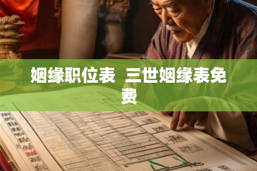 姻缘职位表  三世姻缘表免费