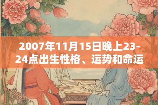2007年11月15日晚上23-24点出生性格、运势和命运