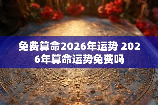 免费算命2026年运势 2026年算命运势免费吗