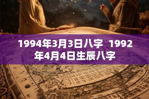 1994年3月3日八字  1992年4月4日生辰八字