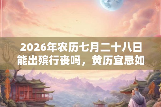 2026年农历七月二十八日能出殡行丧吗,黄历宜忌如何? 2026年农历七月二十八日能出殡行丧吗,黄历宜忌如何?
