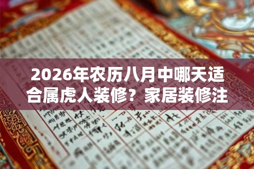 2026年农历八月中哪天适合属虎人装修？家居装修注意