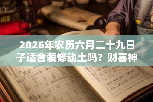 2026年农历六月二十九日子适合装修动土吗？财喜神吉位在哪？