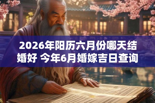 2026年阳历六月份哪天结婚好 今年6月婚嫁吉日查询