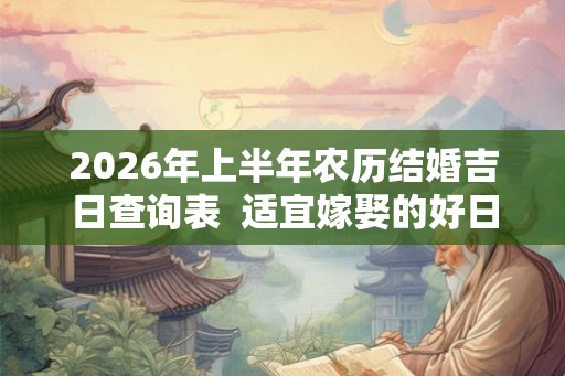2026年上半年农历结婚吉日查询表 适宜嫁娶的好日子2026 2026年上半年农历结婚吉日查询表 适宜嫁娶的好日子2026